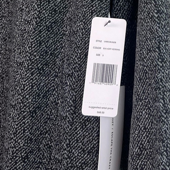 NWT Liverpool Puff Sleeve Houndstooth Print Sweatshirt Black/Grey - Picture 6 of 8